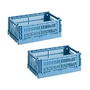 HAY - Colour Crate Panier S, 26,5 x 17 cm, sky blue, recycled (lot de 2)