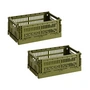 HAY - Colour Crate Panier S, 26,5 x 17 cm, olive, recycled (lot de 2)