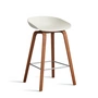 HAY - About A Stool AAS 32 H 65 cm, noyer laqué / acier inoxydable / melange cream 2. 0 (patins en feutre)