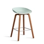 HAY - About A Stool AAS 32 H 65 cm, noyer laqué / acier inoxydable / dusty mint 2. 0 (patins en feutre)