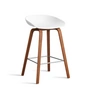 HAY - About A Stool AAS 32 H 65 cm, noyer laqué / acier inoxydable / white 2. 0 (patins en feutre)