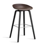 HAY - About A Stool AAS 32 H 75 cm, chêne laqué noir / acier inoxydable / raisin 2. 0 (patins en plastique)