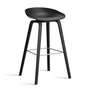 HAY - About A Stool AAS 32 H 75 cm, chêne laqué noir / acier inoxydable / black 2. 0 (patins en plastique)