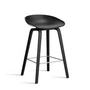 HAY - About A Stool AAS 32 H 65 cm, chêne laqué noir / acier inoxydable / black 2. 0 (patins en plastique)