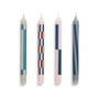 Hay - Pattern Bougies à tige, H 24 cm, light pink / blue (set de 4)