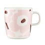 Marimekko - Oiva Unikko Gobelet avec anse, 400 ml, blanc / light pink / chestnut