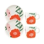 Marimekko - Oiva Puutarhakutsut Set de petit déjeuner, blanc / vert / orange (4 pièces)