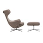 Vitra - Grand Repos Fauteuil et Ottoman, Cosy 2 02 gris fossile, aluminium poli (patins en feutre)