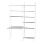 String - Combinaison de postes de travail, 140 x 200 x 30 cm, blanc / blanc