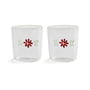 & klevering - Flora Verre à boire 300 ml, rouge (set de 2)