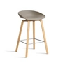 HAY - About A Stool AAS 32 H 65 cm, chêne laqué / acier inoxydable / kaki 2. 0 (patins en plastique)