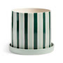 & klevering - Clash pot de fleurs avec soucoupe, stripe, Ø 23,5 x 21 cm, vert / blanc