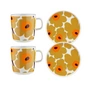 Marimekko - Oiva Unikko Set de petit déjeuner, caramel / crème / orange chaud (4 pièces)