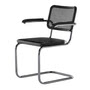 Thonet - JS. THONET by Jil Sander S 64 V Serious Chaise avec accoudoirs, Glossy Titan / hêtre high-gloss graphite black / cannage avec tissu de soutien en plastique