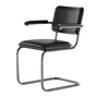 Thonet - JS. THONET a personal Interpretation by Jil Sander S 64 V Serious Fauteuil, Glossy Titan / hêtre high-gloss graphite black / Cuir graphite black