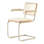 Thonet - JS. THONET by Jil Sander S 64 P Nordic Fauteuil, Nickelsilver / chêne blanc pigmenté / cuir alabaster white