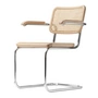 Thonet - S 64 V Chaise avec accoudoirs, chrome / hêtre naturel (TP 17) / cannage avec tissu de soutien en plastique / patins en feutre