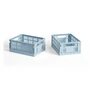 HAY - Colour Crate Panier Mini, 17 x 13 cm, soft blue, recycled (lot de 2)