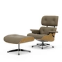 Vitra - Lounge Chair & Ottoman, poli, châtaignier naturel, cuir Natural F, dark sand (nouvelles dimensions)