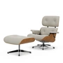 Vitra - Lounge Chair & Ottoman, poli, cerisier naturel, cuir Premium F, snow (nouvelles dimensions)