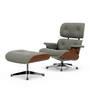 Vitra - Lounge Chair & Ottoman, poli, noyer naturel, Nubia, crème / brun foncé (nouvelles dimensions)