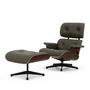Vitra - Lounge Chair & Ottoman, noir / poli, noyer foncé, cuir Premium F, kaki (nouvelles dimensions)