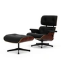 Vitra - Lounge Chair & Ottoman, noir / poli, palissandre de Santos, cuir Premium F, nero (nouvelles dimensions)