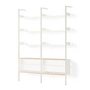 & Tradition - Rombe Configuration E Étagère avec élément de rangement, étagères albâtre / placage chêne