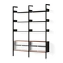 & Tradition - Rombe Configuration E Étagère avec élément de rangement, étagères anthracite / placage noyer