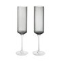 Ferm Living - Ripple Flûte à champagne, smoked grey (set de 2)