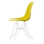 Vitra - Eames Plastic Side Chair DSR RE, blanc / moutarde (patins en feutre blanc)