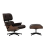 Vitra - Lounge Chair & Ottoman, noir / poli, noyer foncé, cuir Natural F, chocolate (nouvelles dimensions)