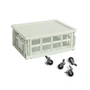 HAY - Colour Crate Panier M avec couvercle et roulettes, mint, recycled