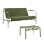 HAY - Palissade Lounge Canapé avec coussin matelassé + ottoman, olive