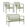 HAY - Palissade Dining Bench + 2x Dining Armchair, olive