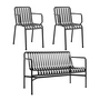 HAY - Palissade Dining Bench + 2x chaise avec accoudoirs, anthracite