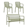 HAY - Palissade Dining Bench + 2x chaise avec accoudoirs, olive