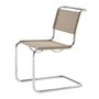 Thonet - S 33 V chaise, chrome / gris jaune (tissu Gabriel Nobel)