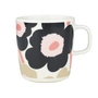 Marimekko - Oiva Unikko Gobelet avec anse, 400 ml, blanc cassé / charcoal / sable / rose
