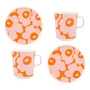 Marimekko - Oiva Unikko Set de petit déjeuner, blanc / rose / orange (4 pièces)