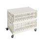 HAY - Table d'appoint sur roulettes, large, off white, recycled