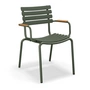 HOUE - ReCLIPS Outdoor Dining chaise à accoudoirs, vert olive / bambou
