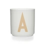 Design Letters - Tasse en porcelaine AJ A, beige / blanche