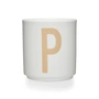 Design Letters - Tasse en porcelaine AJ P, beige / blanc