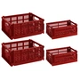 HAY - Panier « Colour Crate » 2 x M + 2 x S, bordeaux, recycled (lot de 4)