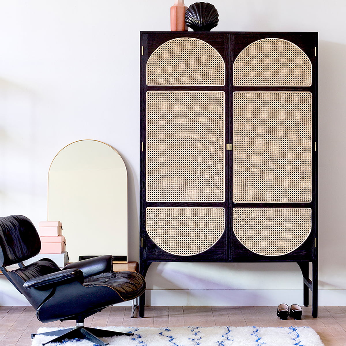 HKliving Retro bing Armoire avec vannerie Connox