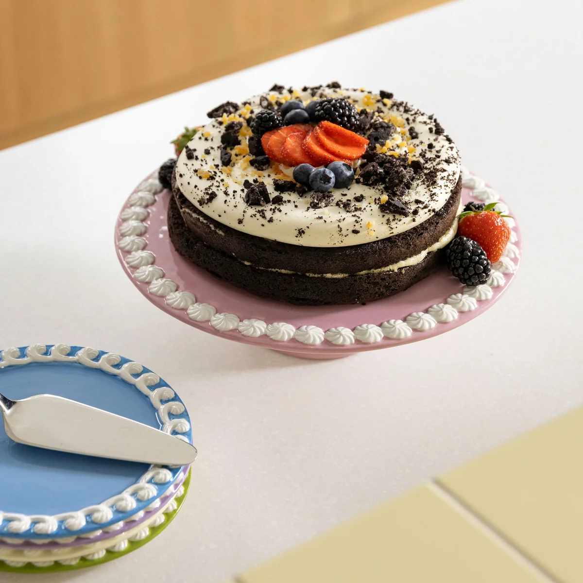 Whip Plateau à gâteaux, Ø 26 x 8 cm, rose de & klevering