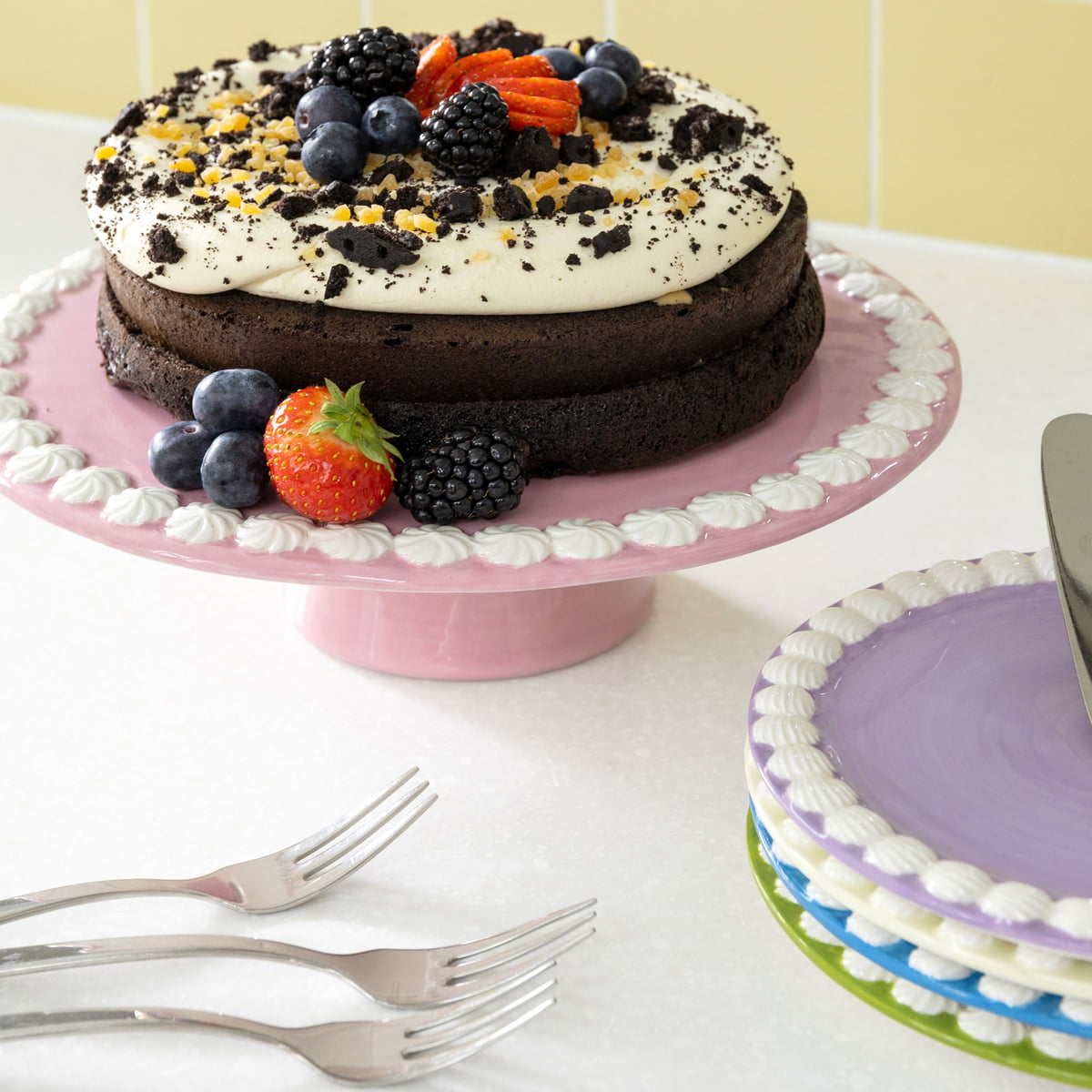 Whip Plateau à gâteaux, Ø 26 x 8 cm, rose de & klevering