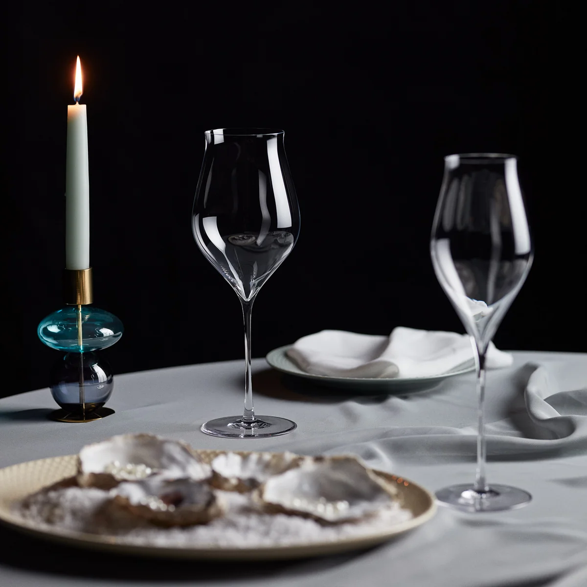 Holmegaard - Bubble bougeoir H 14 cm, bleu clair / smoke