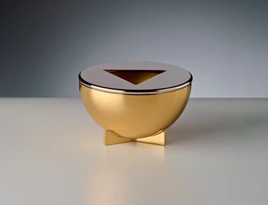 Le cendrier Bauhaus MB24 de Tecnolumen en vue d'ambiance : Le cendrier en laiton a un aspect particulièrement noble par rapport aux cendriers ordinaires.